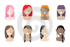 Set of Eight Colorful Haircuts photo