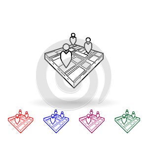 People on 3d map multi color icon. Simple thin line, outline vector of navigation icons for ui and ux, website or mobile