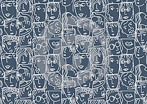 People abstract faces avatars characters invert seamless pattern photo