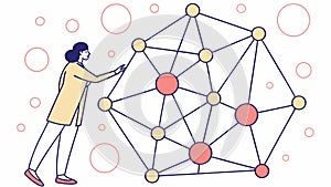 People in Abstract Network, Global Connections, vector design Generative AI