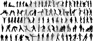 People in action vector silhouettes