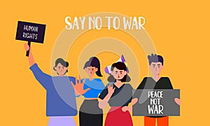 People are against war. Say no to war. Peace to the world illustration