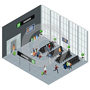 People In Airport Isometric Illustration