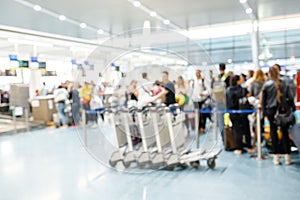 People in airport terminal,blurred background