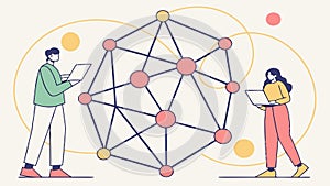 People Analyzing a Data Network Vector Illustration, vector design Generative AI