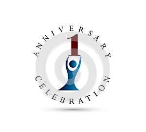 People anniversary, 1 years circle shape icon. Can be used for web, logo, mobile app, etc