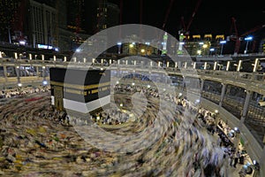 Muslim pilgrims from all around the world doing tawaf photo