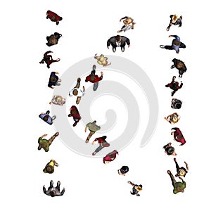 People - arranged in KI - top view isolated on white background