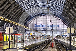 People arrive and depart at Frankfurt train station