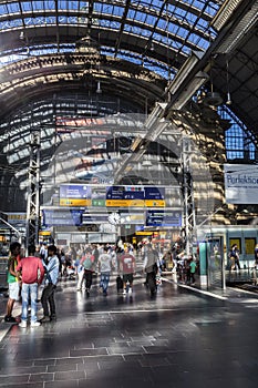 People arrive and depart at Frankfurt train station