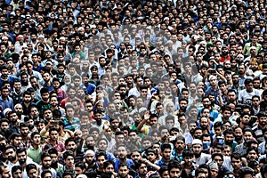 People assembled for funeral prayers