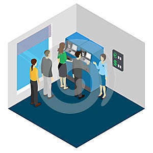 People And ATM Machine Isometric Design