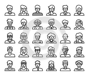 People Avatar Outline Vector Icons