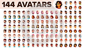 People Avatar Set Vector. Man, Woman. Default Placeholder. Colored Member. User Person. Expressive Picture. Round