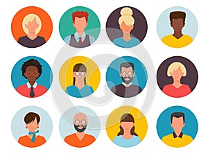 People avatars. Profile id images cv head of businessman and women vector collection