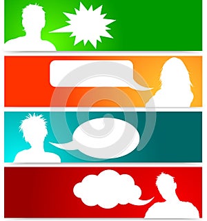 People avatars with speech bubbles