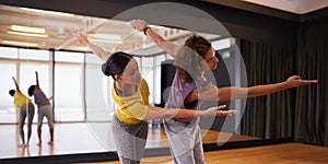 People, ballet and practice a technique in studio, performance and training together for rehearsal. Partners