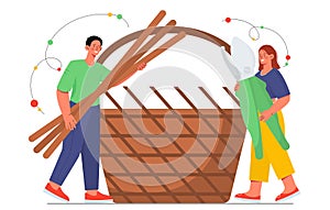People with basket weaving concept