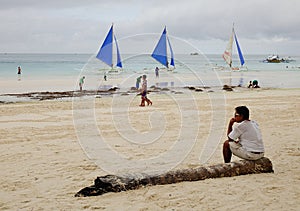 People on the beach in Boracay, Philippines