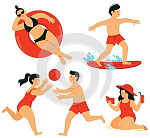 People at the Beach Clipart Set