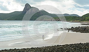 People on the beach in Con Dao island, Vietnam