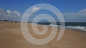 People on the beach of Culatra Island in Ria Formosa, Portugal