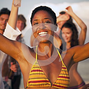 People Beach Enjoyment Fun Summer Friendship Concept