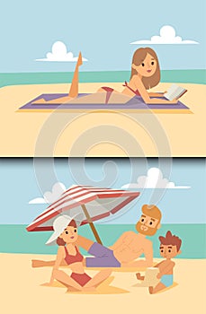 People on beach outdoors, summer lifestyle sunlight fun vacation