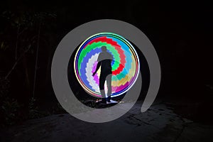 People with beautiful light painting artwork