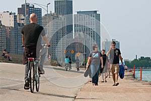 People Being Active Along Chicago Shoreline