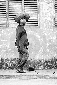 People in Benin, in black and white