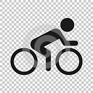 People on bicycle sign icon in transparent style. Bike vector illustration on isolated background. Men cycling business concept