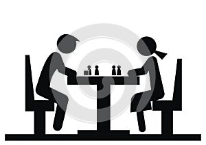 People and board game, black vector icon photo