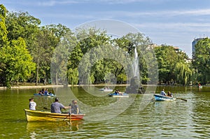 People boating in Cismigiu park