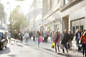 People in bokeh, street of London