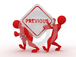 People with box with the inscription previous.