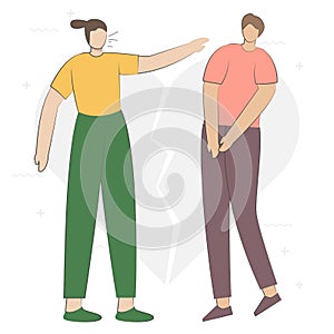 People brawling and shouting at each other Flat cartoon vector illustration