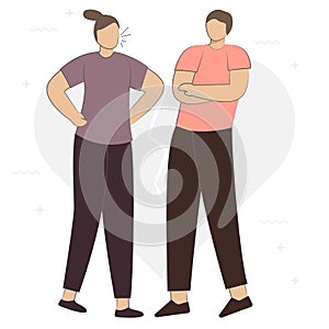 People brawling and shouting at each other Flat cartoon vector illustration