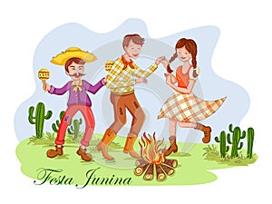 People of Brazil celebrating Festa Junina annual Brazilian festival