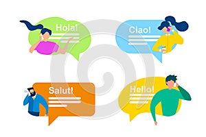 People Bubble Speech International Greeting Phrase