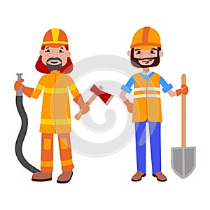 People builder and firefighter professions vector illustration.