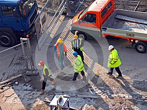People on a buildingplace