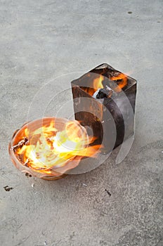 People burn joss paper gold and silver paper for worship