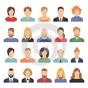 People business avatars. Team avatars working office professional young female male cartoon face portrait flat design