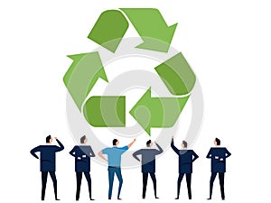 people of business discuss brainstorming recycling symbol of recycle eco friendly environmental protection