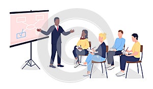 People at business seminar flat color vector faceless characters