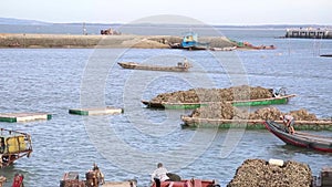 People are busy on the fishing boat