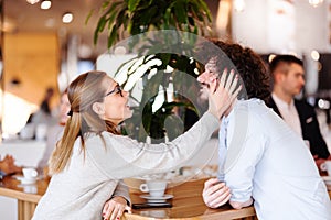 People at a cafe bar. Having fun. Conversations. Meetings. Casual and formal clothings