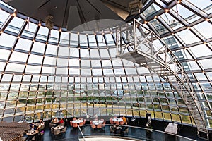 People in cafe inside dome of Perlan in Reykjavik