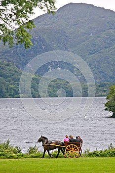 People in a caleche at Muckross Park, Killarney, Ireland